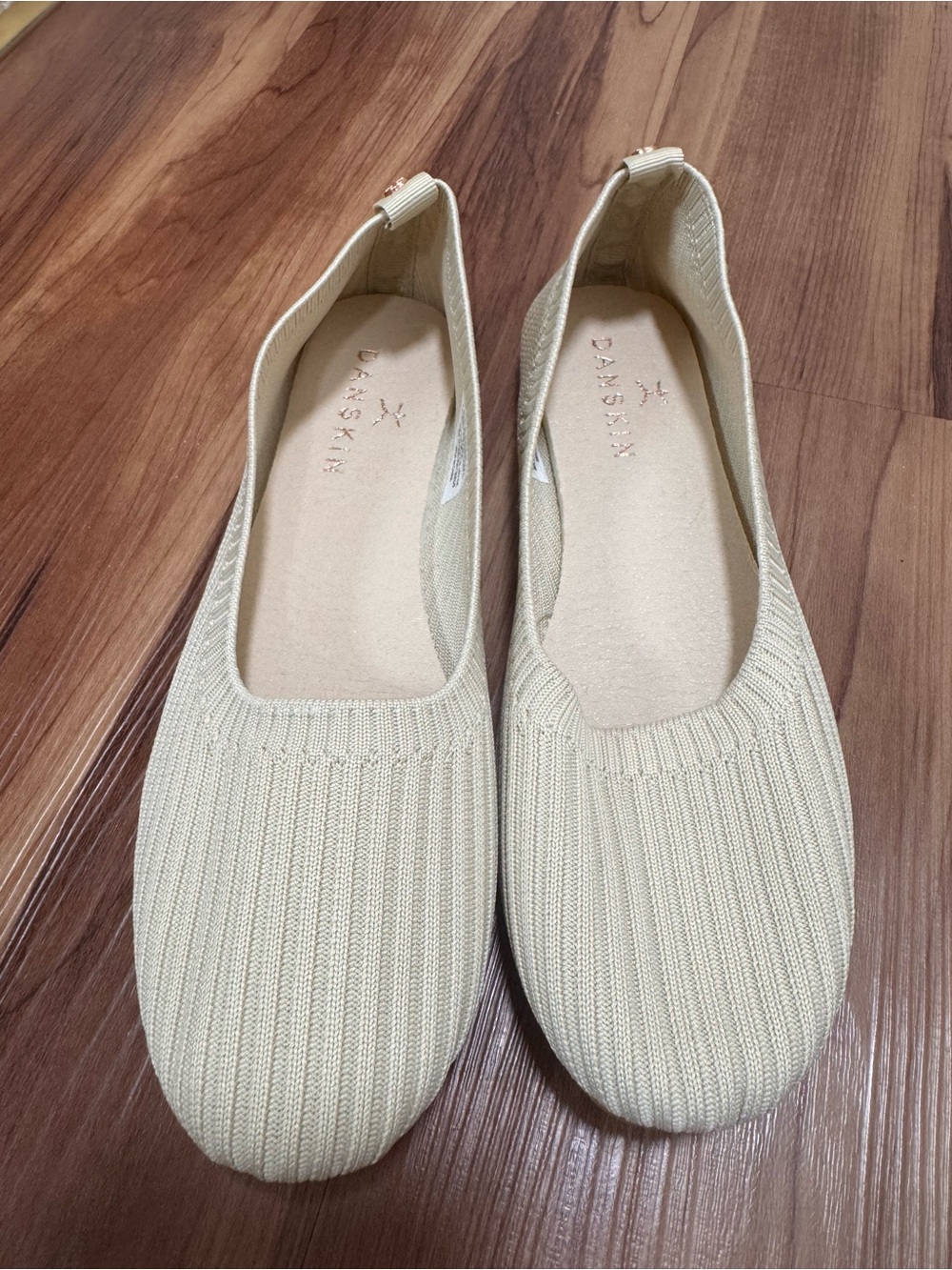 Danskin Women's Light Cream Knit Slip-On Flats